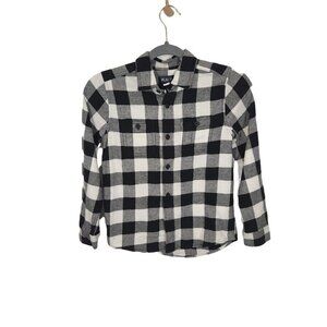 The Children's Place‎ Plaid Flannel Button Down Shirt - Black Size 7/8
